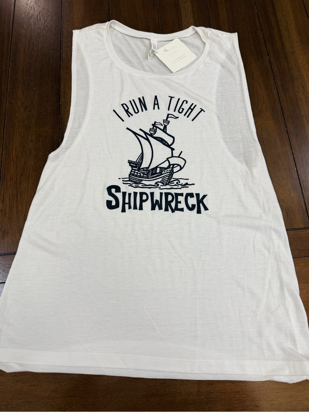 BELLA+CANVAS "I Run A Tight Shipwreck" Graphic Muscle Tank NWT - L